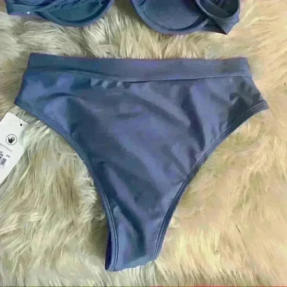 NWT Body Glove storm dusty blue bikini Greta & Marlee high thigh push up swim s - Picture 14 of 16